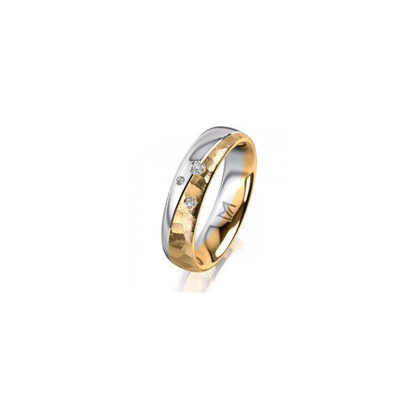 Ring 18 Karat Gelb-/Weissgold 5.0 mm diamantmatt 3 Brillanten G vs Gesamt 0,040ct