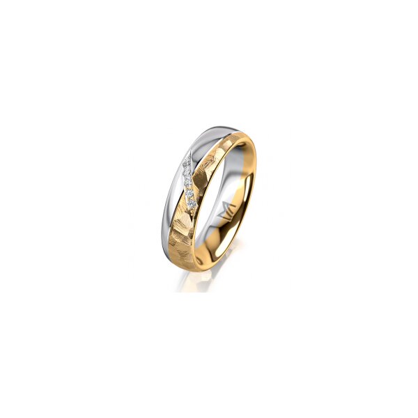 Ring 18 Karat Gelb-/Weissgold 5.0 mm diamantmatt 5 Brillanten G vs Gesamt 0,035ct