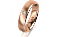 Ring 14 Karat Rotgold 5.0 mm l&auml;ngsmatt 1 Brillant G...
