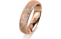 Ring 14 Karat Rotgold 5.0 mm kristallmatt 5 Brillanten G...