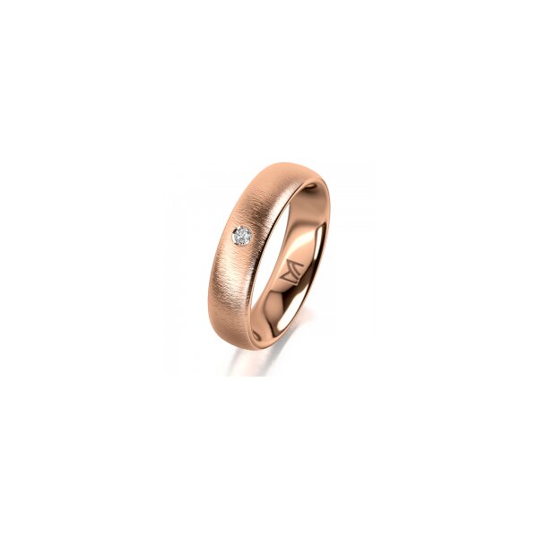 Ring 18 Karat Rotgold 5.0 mm sandmatt 1 Brillant G vs 0,025ct