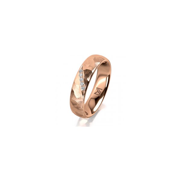Ring 18 Karat Rotgold 5.0 mm diamantmatt 5 Brillanten G vs Gesamt 0,035ct