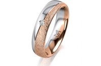 Ring 14 Karat Rot-/Weissgold 5.0 mm kreismatt 1 Brillant...