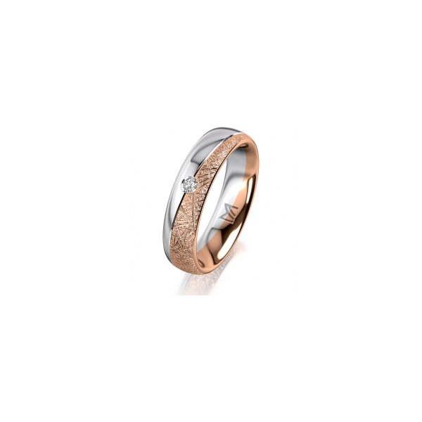 Ring 14 Karat Rot-/Weissgold 5.0 mm kristallmatt 1 Brillant G vs 0,035ct