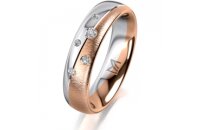 Ring 14 Karat Rot-/Weissgold 5.0 mm sandmatt 5 Brillanten...