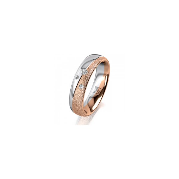 Ring 18 Karat Rot-/Weissgold 5.0 mm kreismatt 3 Brillanten G vs Gesamt 0,040ct