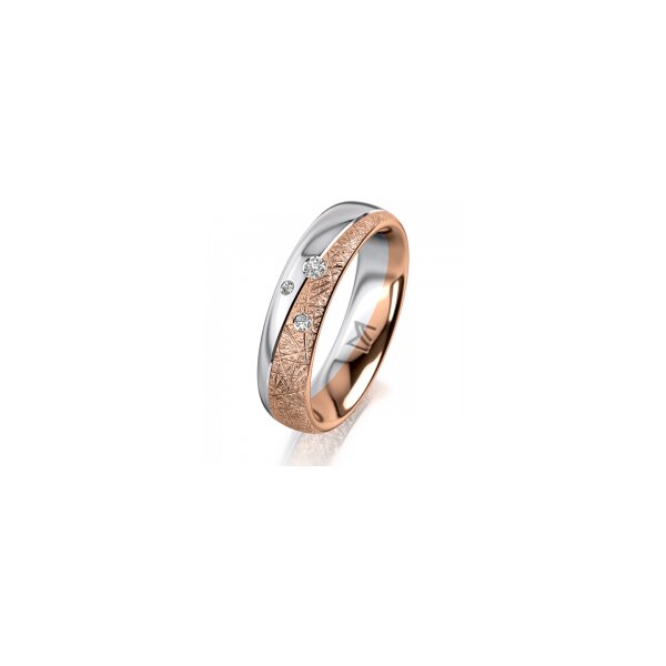 Ring 18 Karat Rot-/Weissgold 5.0 mm kristallmatt 3 Brillanten G vs Gesamt 0,040ct