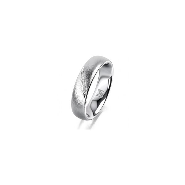 Ring 14 Karat Weissgold 5.0 mm sandmatt 5 Brillanten G vs Gesamt 0,035ct