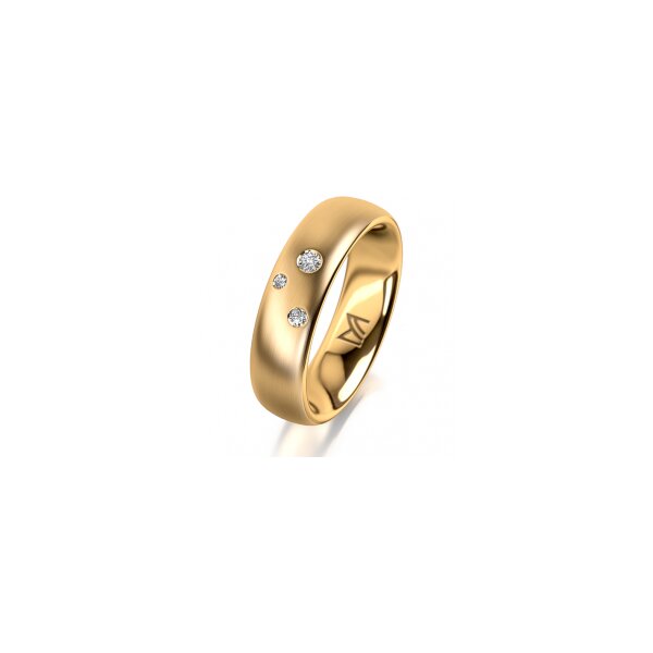Ring 14 Karat Gelbgold 5.5 mm längsmatt 3 Brillanten G vs Gesamt 0,050ct