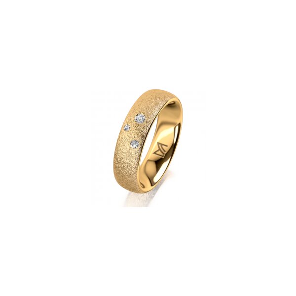 Ring 14 Karat Gelbgold 5.5 mm kreismatt 3 Brillanten G vs Gesamt 0,050ct