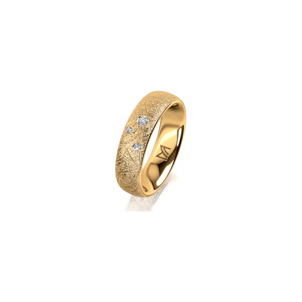 Ring 14 Karat Gelbgold 5.5 mm kristallmatt 3 Brillanten G vs Gesamt 0,050ct