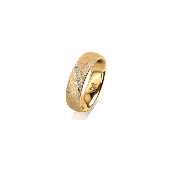 Ring 14 Karat Gelbgold 5.5 mm kreismatt 5 Brillanten G vs Gesamt 0,045ct