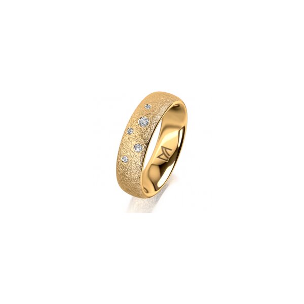 Ring 14 Karat Gelbgold 5.5 mm kreismatt 5 Brillanten G vs Gesamt 0,065ct
