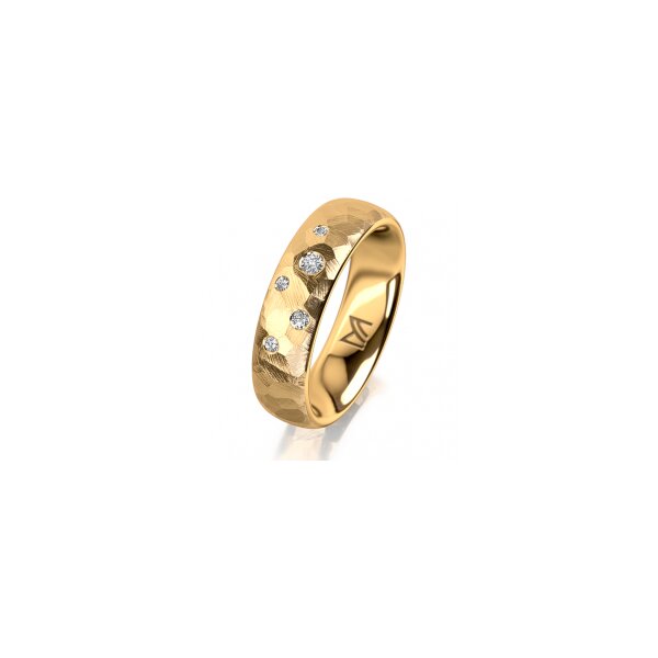 Ring 14 Karat Gelbgold 5.5 mm diamantmatt 5 Brillanten G vs Gesamt 0,065ct