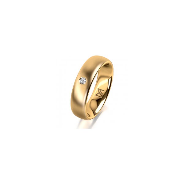 Ring 18 Karat Gelbgold 5.5 mm längsmatt 1 Brillant G vs 0,035ct