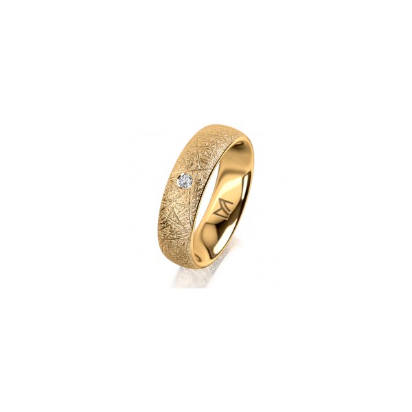Ring 18 Karat Gelbgold 5.5 mm kristallmatt 1 Brillant G vs 0,035ct