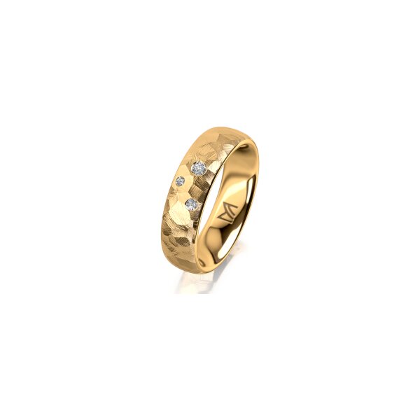 Ring 18 Karat Gelbgold 5.5 mm diamantmatt 3 Brillanten G vs Gesamt 0,050ct
