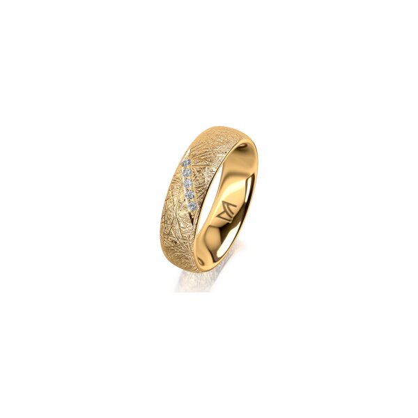 Ring 18 Karat Gelbgold 5.5 mm kristallmatt 5 Brillanten G vs Gesamt 0,045ct
