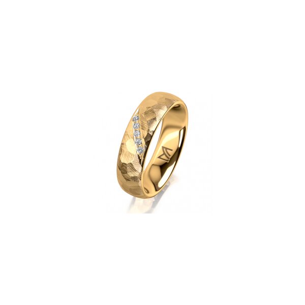 Ring 18 Karat Gelbgold 5.5 mm diamantmatt 5 Brillanten G vs Gesamt 0,045ct