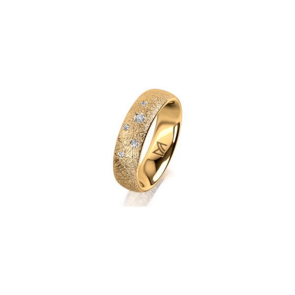 Ring 18 Karat Gelbgold 5.5 mm kristallmatt 5 Brillanten G vs Gesamt 0,065ct