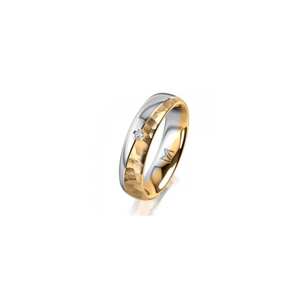 Ring 14 Karat Gelb-/Weissgold 5.5 mm diamantmatt 1 Brillant G vs 0,025ct