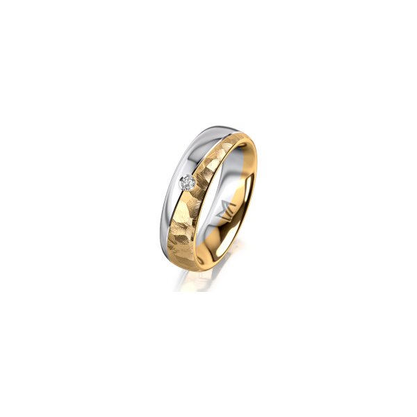 Ring 14 Karat Gelb-/Weissgold 5.5 mm diamantmatt 1 Brillant G vs 0,035ct