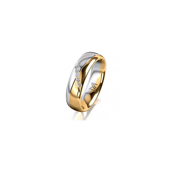 Ring 14 Karat Gelb-/Weissgold 5.5 mm poliert 5 Brillanten G vs Gesamt 0,045ct