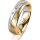 Ring 14 Karat Gelb-/Weissgold 5.5 mm längsmatt 5 Brillanten G vs Gesamt 0,065ct