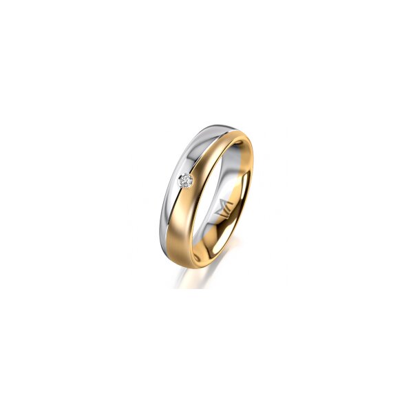 Ring 18 Karat Gelb-/Weissgold 5.5 mm längsmatt 1 Brillant G vs 0,025ct