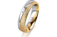 Ring 18 Karat Gelb-/Weissgold 5.5 mm kreismatt 1 Brillant...
