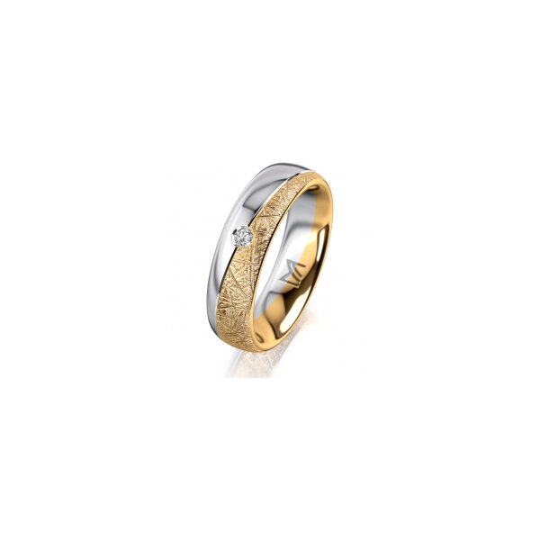 Ring 18 Karat Gelb-/Weissgold 5.5 mm kristallmatt 1 Brillant G vs 0,035ct
