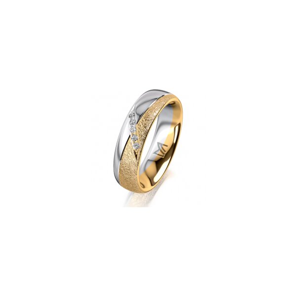 Ring 18 Karat Gelb-/Weissgold 5.5 mm kreismatt 5 Brillanten G vs Gesamt 0,045ct