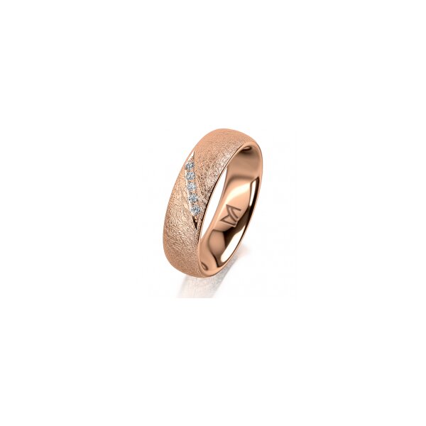 Ring 14 Karat Rotgold 5.5 mm kreismatt 5 Brillanten G vs Gesamt 0,045ct