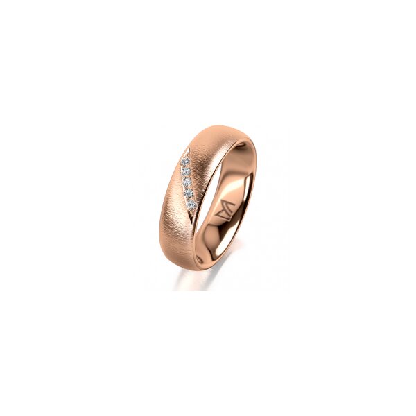 Ring 14 Karat Rotgold 5.5 mm sandmatt 5 Brillanten G vs Gesamt 0,045ct