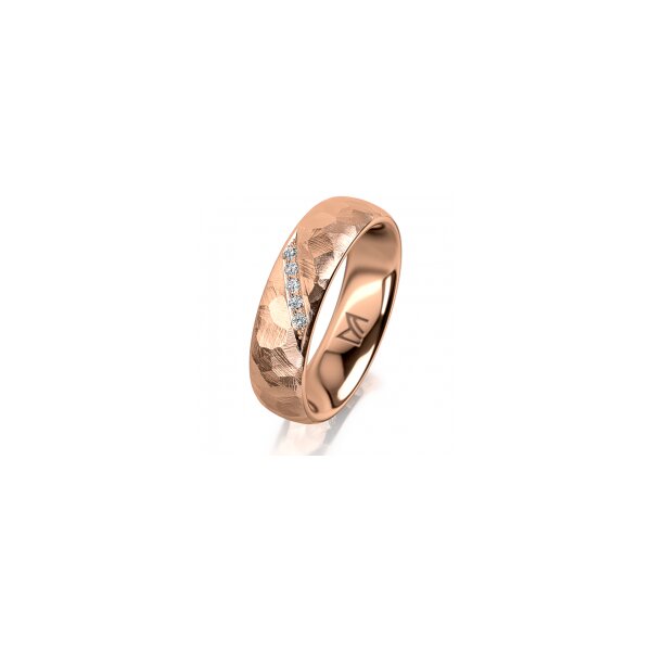 Ring 14 Karat Rotgold 5.5 mm diamantmatt 5 Brillanten G vs Gesamt 0,045ct
