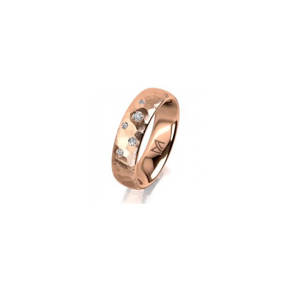 Ring 14 Karat Rotgold 5.5 mm diamantmatt 5 Brillanten G vs Gesamt 0,065ct