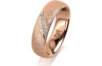 Ring 18 Karat Rotgold 5.5 mm kreismatt 5 Brillanten G vs...