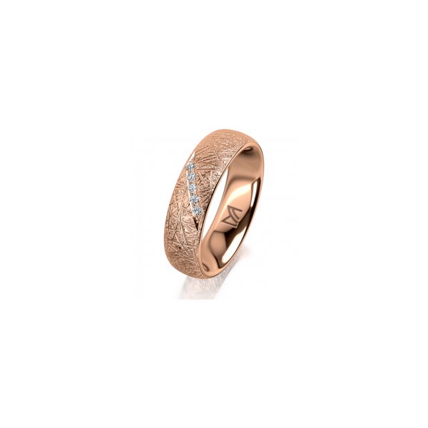 Ring 18 Karat Rotgold 5.5 mm kristallmatt 5 Brillanten G vs Gesamt 0,045ct