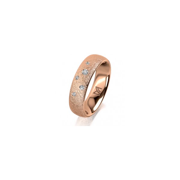 Ring 18 Karat Rotgold 5.5 mm kreismatt 5 Brillanten G vs Gesamt 0,065ct