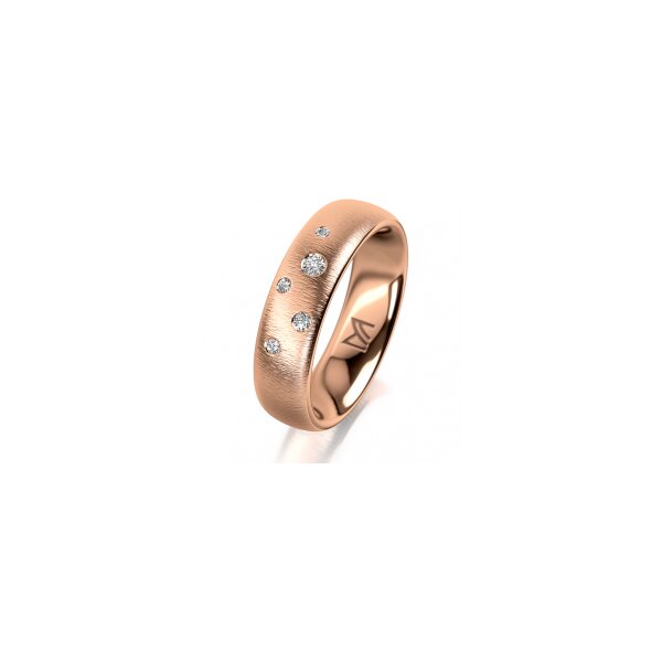 Ring 18 Karat Rotgold 5.5 mm sandmatt 5 Brillanten G vs Gesamt 0,065ct