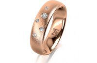 Ring 18 Karat Rotgold 5.5 mm sandmatt 5 Brillanten G vs...