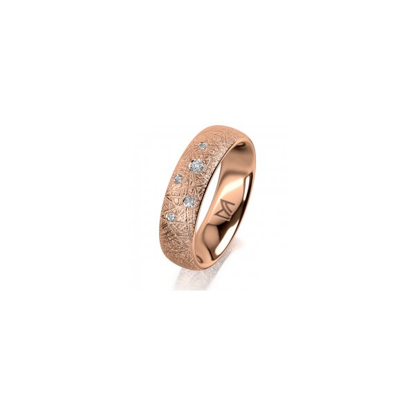 Ring 18 Karat Rotgold 5.5 mm kristallmatt 5 Brillanten G vs Gesamt 0,065ct