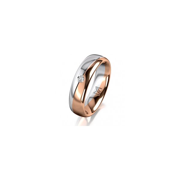 Ring 14 Karat Rot-/Weissgold 5.5 mm poliert 1 Brillant G vs 0,035ct