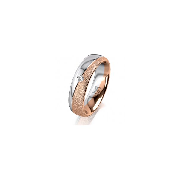 Ring 14 Karat Rot-/Weissgold 5.5 mm kreismatt 1 Brillant G vs 0,035ct