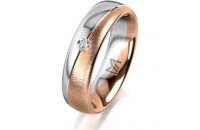 Ring 14 Karat Rot-/Weissgold 5.5 mm sandmatt 1 Brillant G...