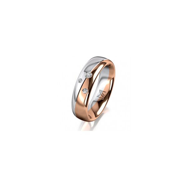 Ring 14 Karat Rot-/Weissgold 5.5 mm poliert 3 Brillanten G vs Gesamt 0,050ct
