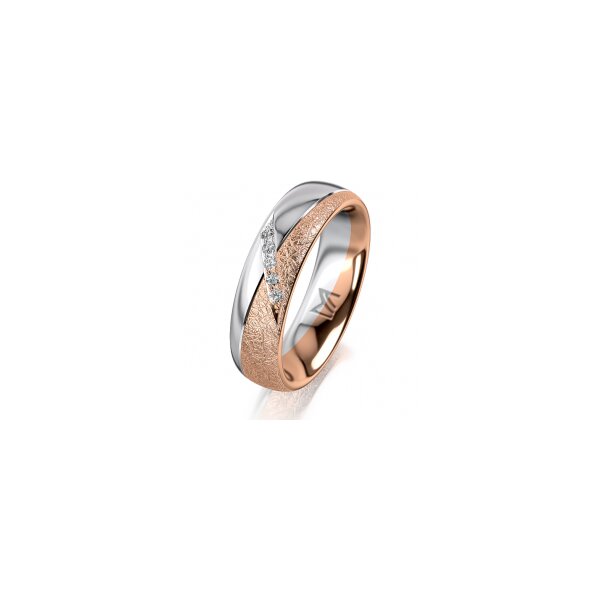 Ring 14 Karat Rot-/Weissgold 5.5 mm kreismatt 5 Brillanten G vs Gesamt 0,045ct