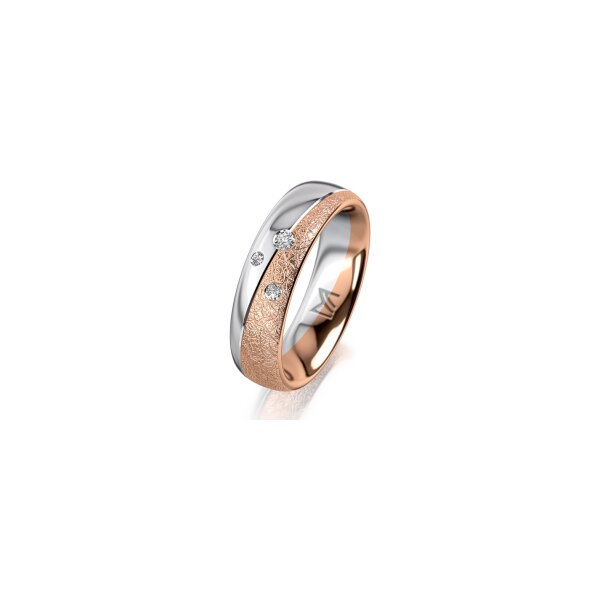 Ring 18 Karat Rot-/Weissgold 5.5 mm kreismatt 3 Brillanten G vs Gesamt 0,050ct
