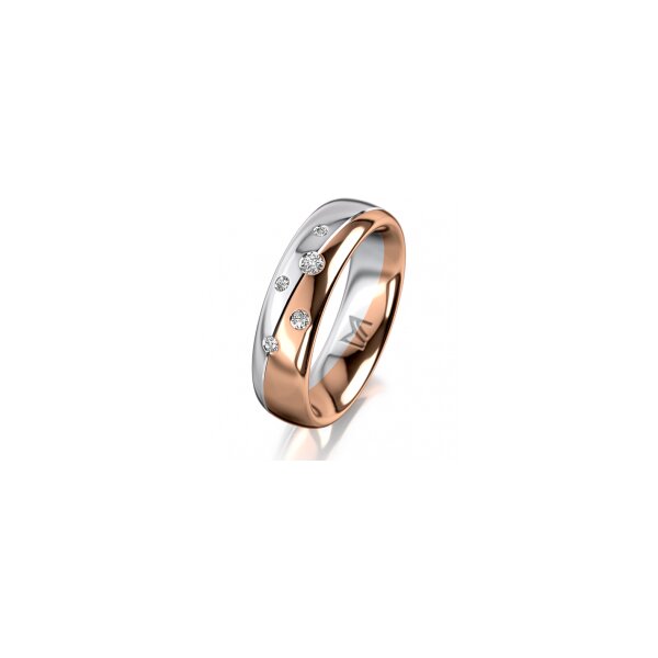 Ring 18 Karat Rot-/Weissgold 5.5 mm poliert 5 Brillanten G vs Gesamt 0,065ct
