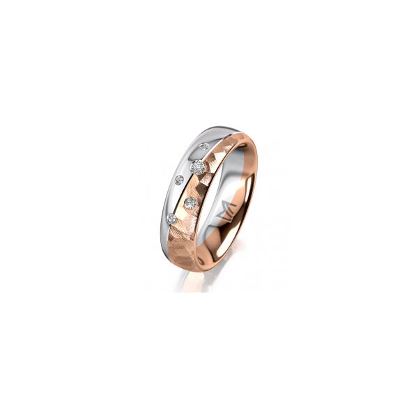Ring 18 Karat Rot-/Weissgold 5.5 mm diamantmatt 5 Brillanten G vs Gesamt 0,065ct